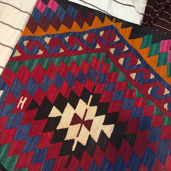 HANDMADE Decorative multicolor kilim pillow cover 24x24 inch - Picture 3 of 5